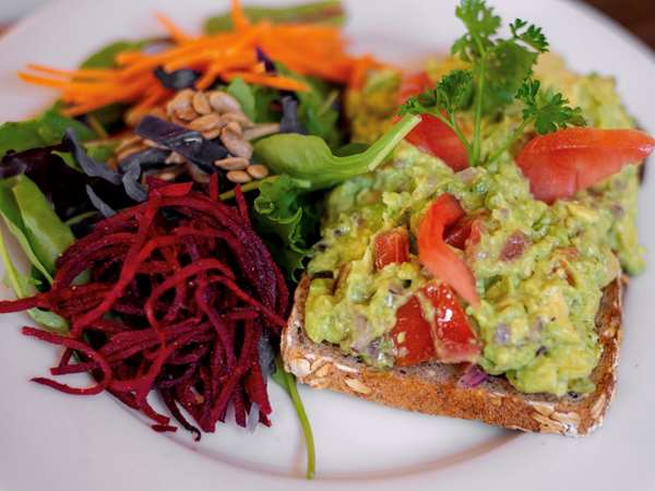 Avocado toast with salad